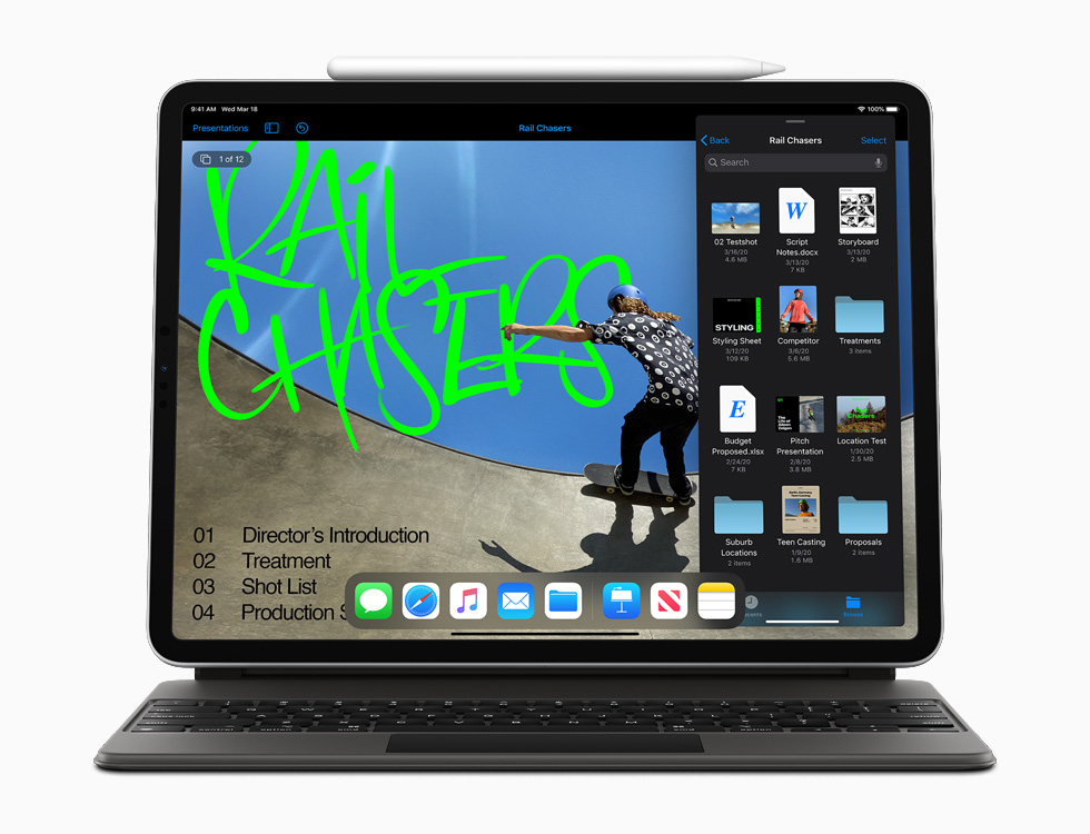 O Magic Keyboard para iPad Pro destaca a linda tela Multi-Touch com seu design suspenso.